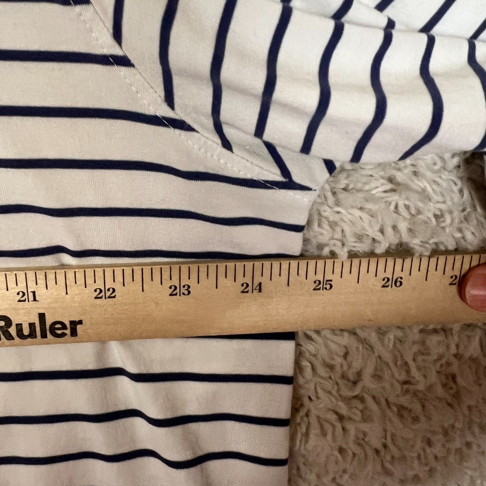 Stitch Cotton Polo Shirt Mens XL White Blue Stripe Stretch Golf Preppy - Picture 4 of 7
